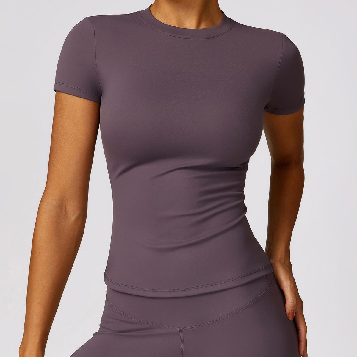 TIOZONEY - Camiseta deportiva de manga corta para mujer-Morado