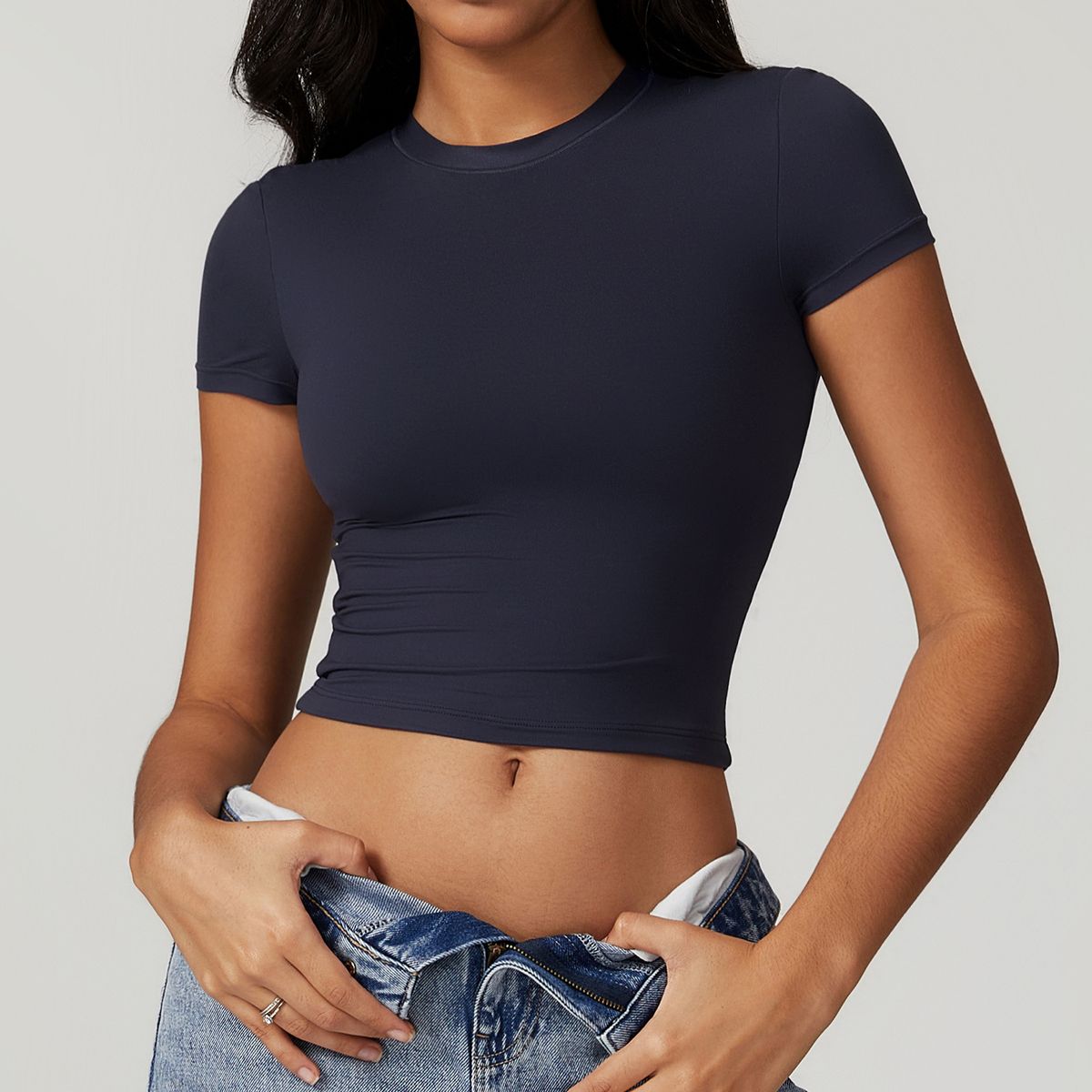 TIOZONEY - Camiseta deportiva de manga corta para mujer-Azul