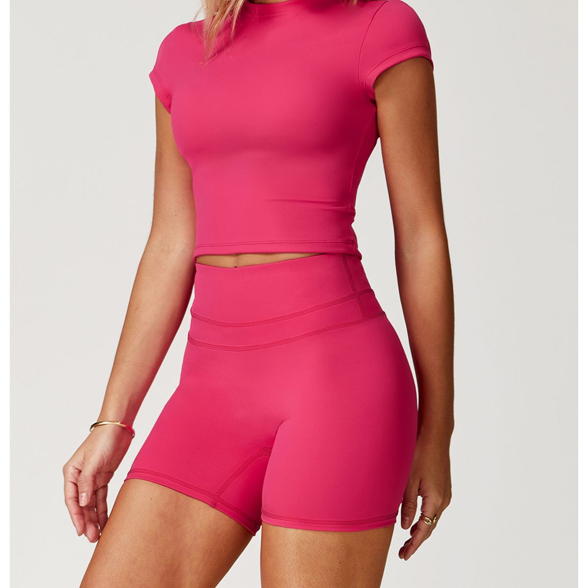 TIOZONEY - Camiseta deportiva de manga corta para mujer-Rosado