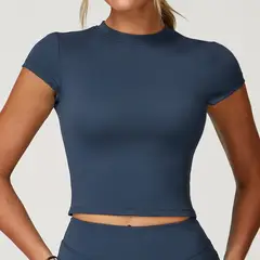 TIOZONEY - Camiseta deportiva de manga corta para mujer-Azul