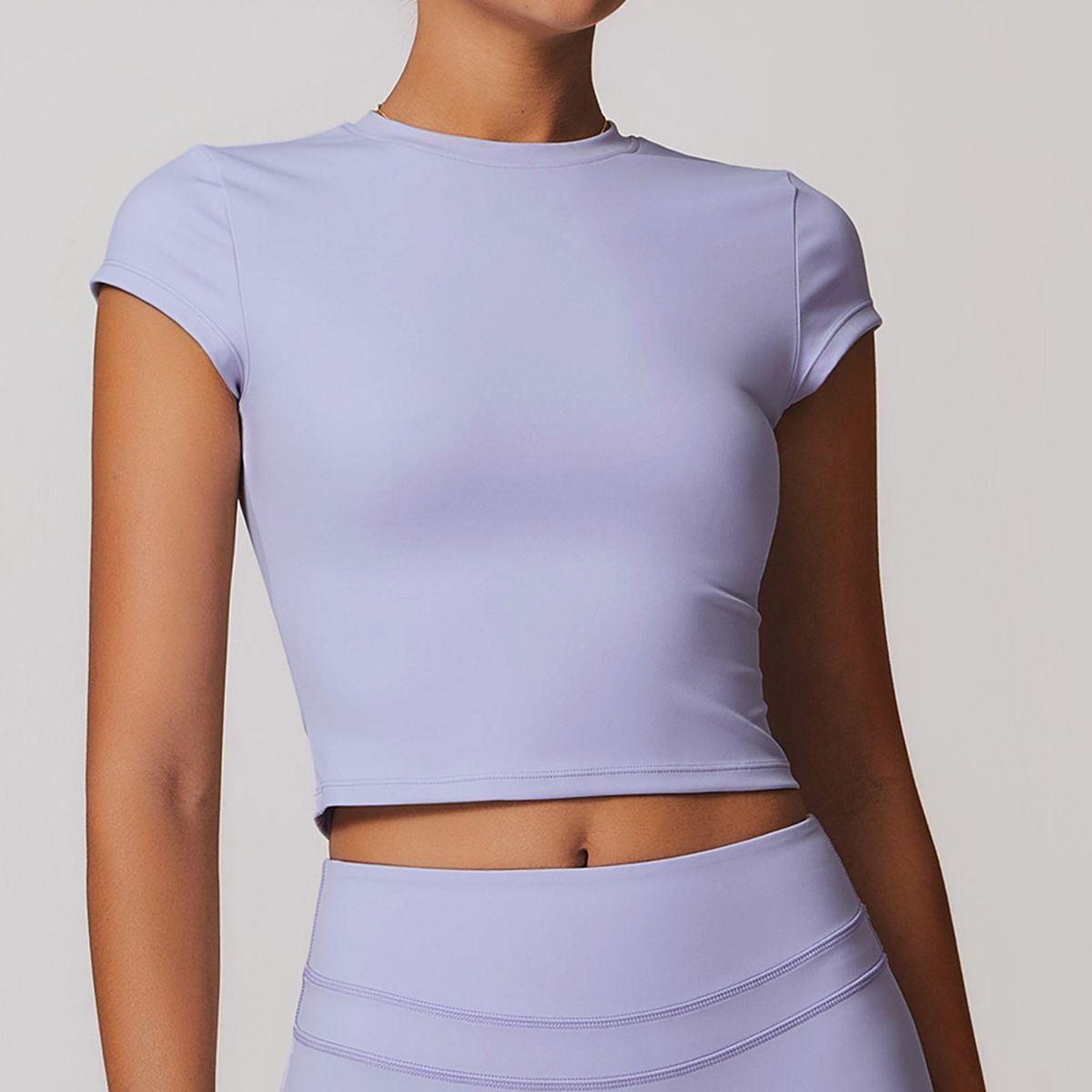 TIOZONEY - Camiseta deportiva de manga corta para mujer-Morado