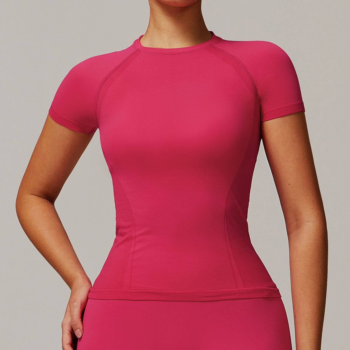 TIOZONEY - Camiseta deportiva de manga corta para mujer-Rosado