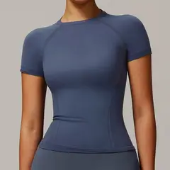 TIOZONEY - Camiseta deportiva de manga corta para mujer-Azul