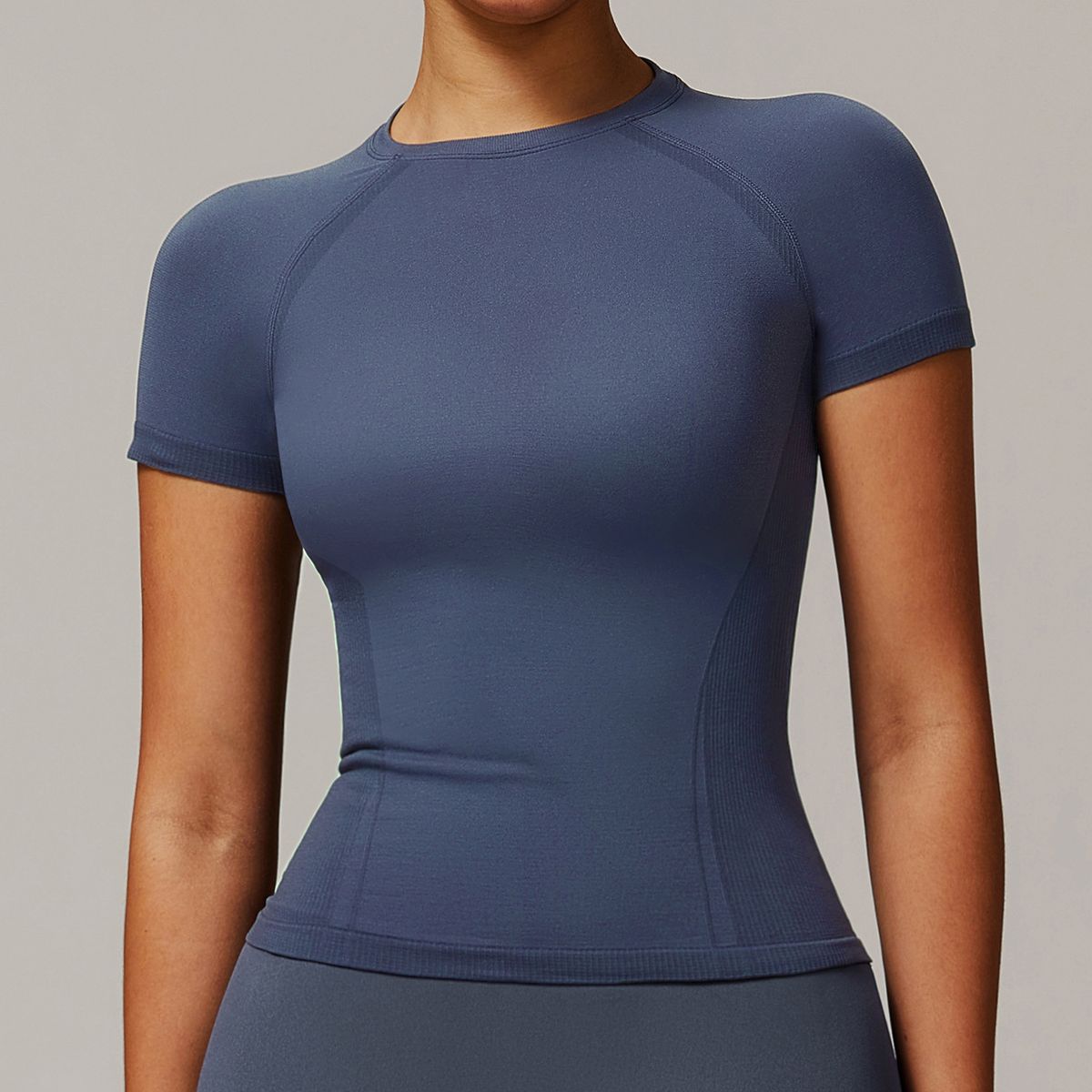 TIOZONEY - Camiseta deportiva de manga corta para mujer-Azul