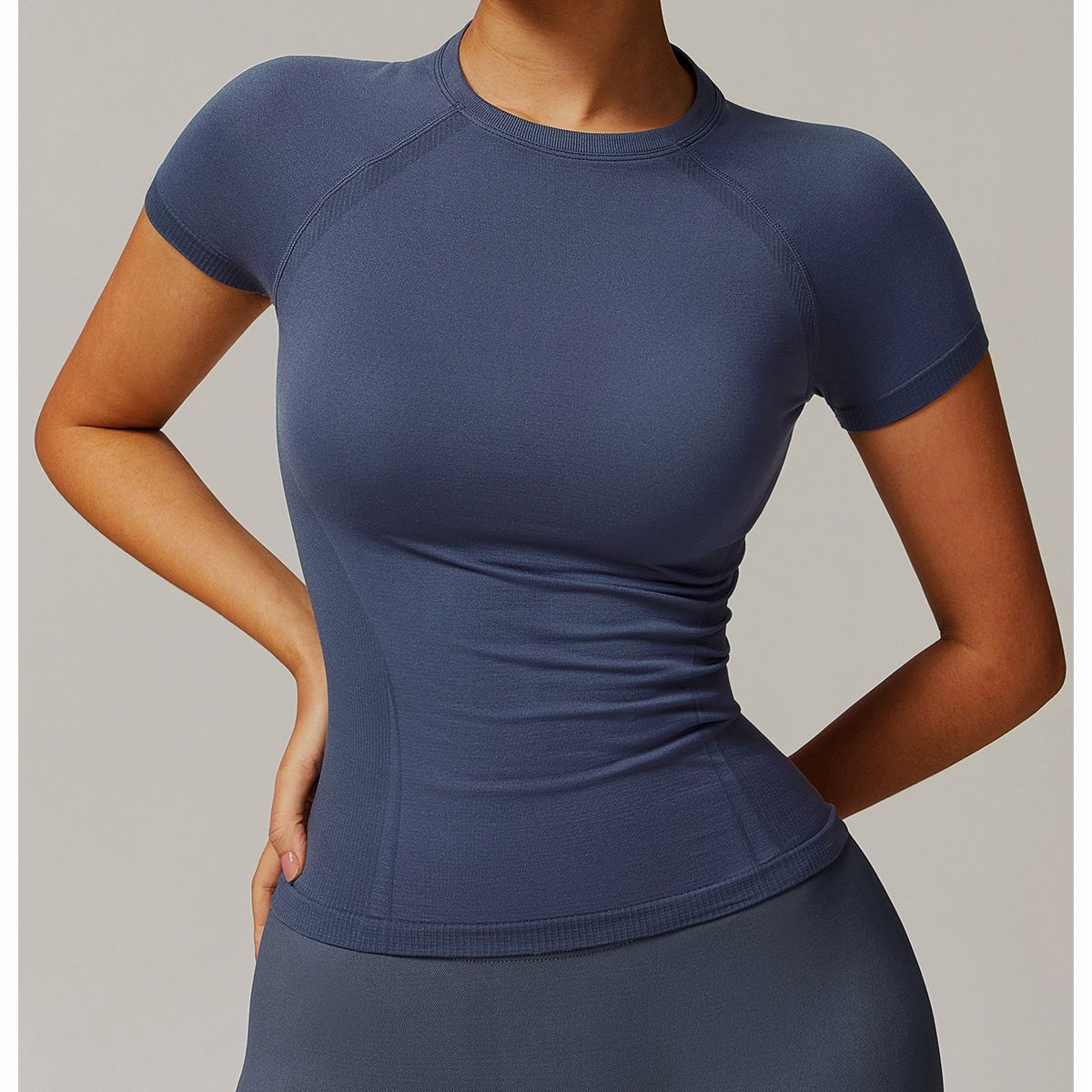 TIOZONEY - Camiseta deportiva de manga corta para mujer-Azul