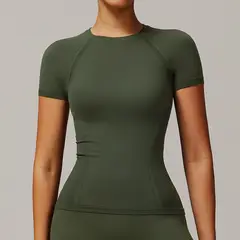 TIOZONEY - Camiseta deportiva de manga corta para mujer-Verde