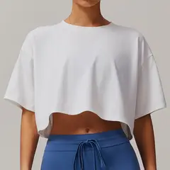 TIOZONEY - Camiseta deportiva de manga corta para mujer-Blanco