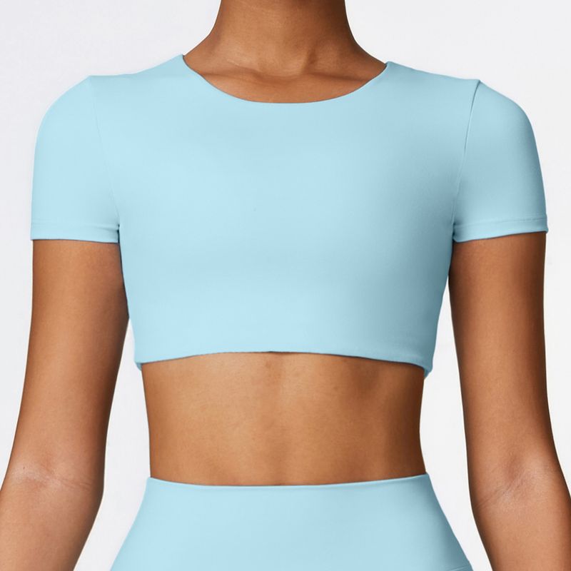 TIOZONEY - Camiseta deportiva de manga corta para mujer-Azul