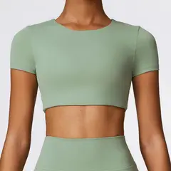 TIOZONEY - Camiseta deportiva de manga corta para mujer-Verde