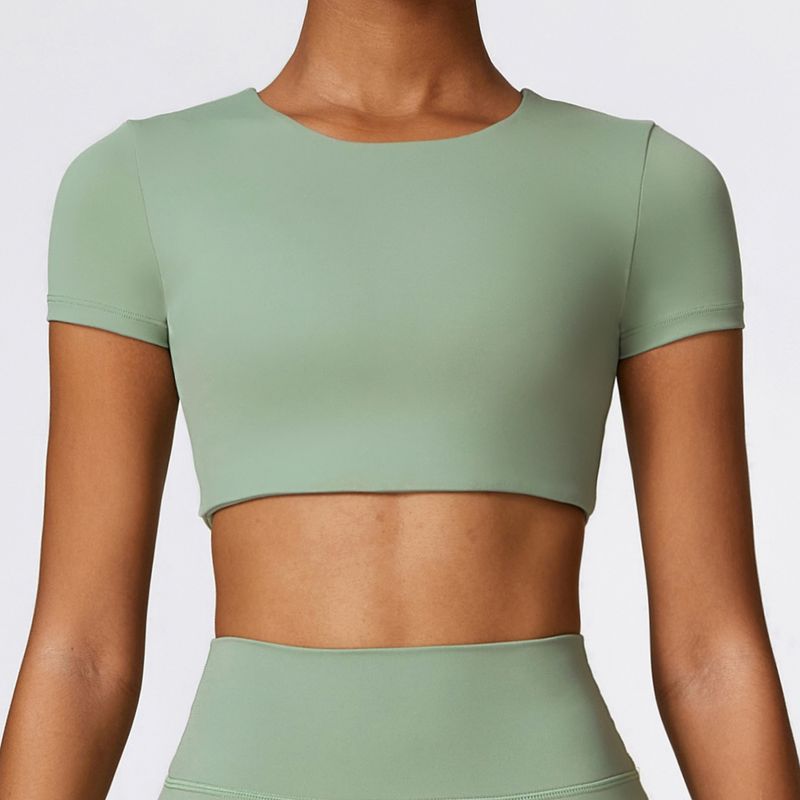 TIOZONEY - Camiseta deportiva de manga corta para mujer-Verde