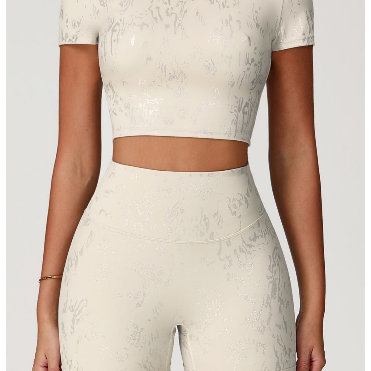 TIOZONEY - Camiseta deportiva de manga corta para mujer-Beige