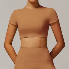 TIOZONEY - Camiseta deportiva de manga corta para mujer-Naranja