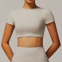 TIOZONEY - Camiseta deportiva de manga corta para mujer-Gris