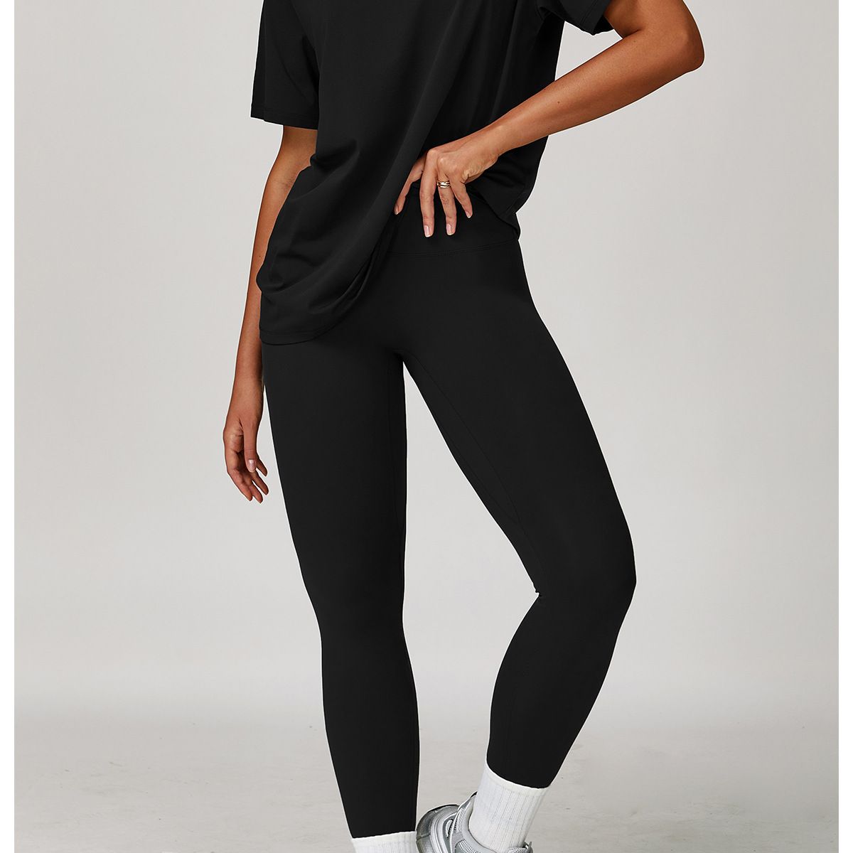 TIOZONEY - Camiseta deportiva de manga corta para mujer-Negro
