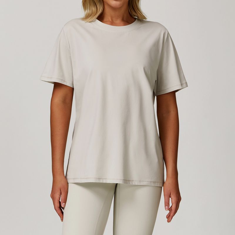 TIOZONEY - Camiseta deportiva de manga corta para mujer-Beige