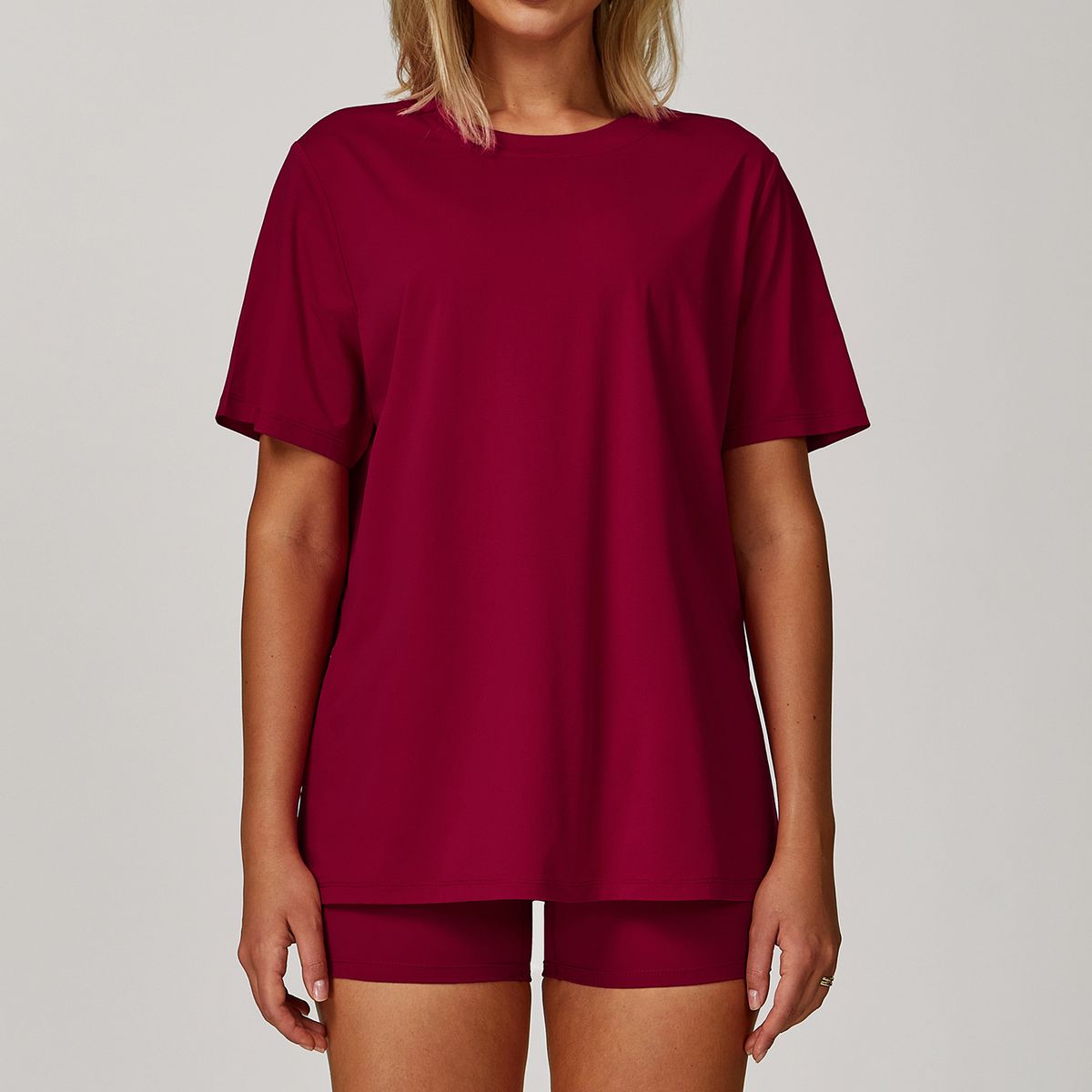 TIOZONEY - Camiseta deportiva de manga corta para mujer-Rojo