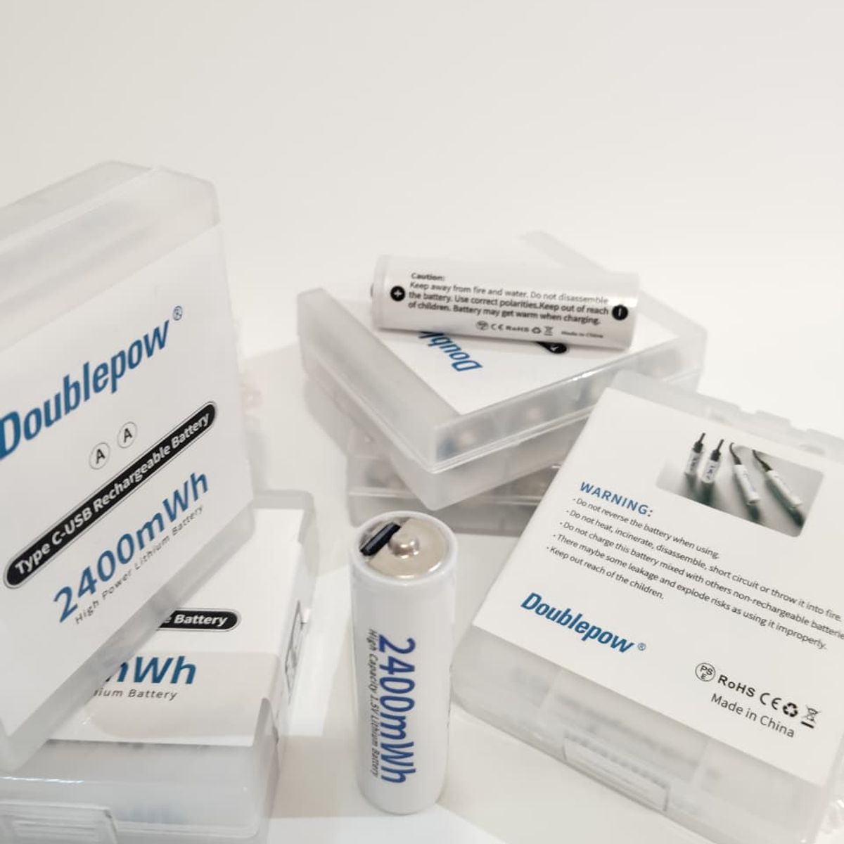 Pilas Recargables AA USB-C 2400mWh 1.5V - Carga Rápida 1200 Ciclos + Cable 4 Pilas y Caja Protectora, marca GENERICO - Foto 2