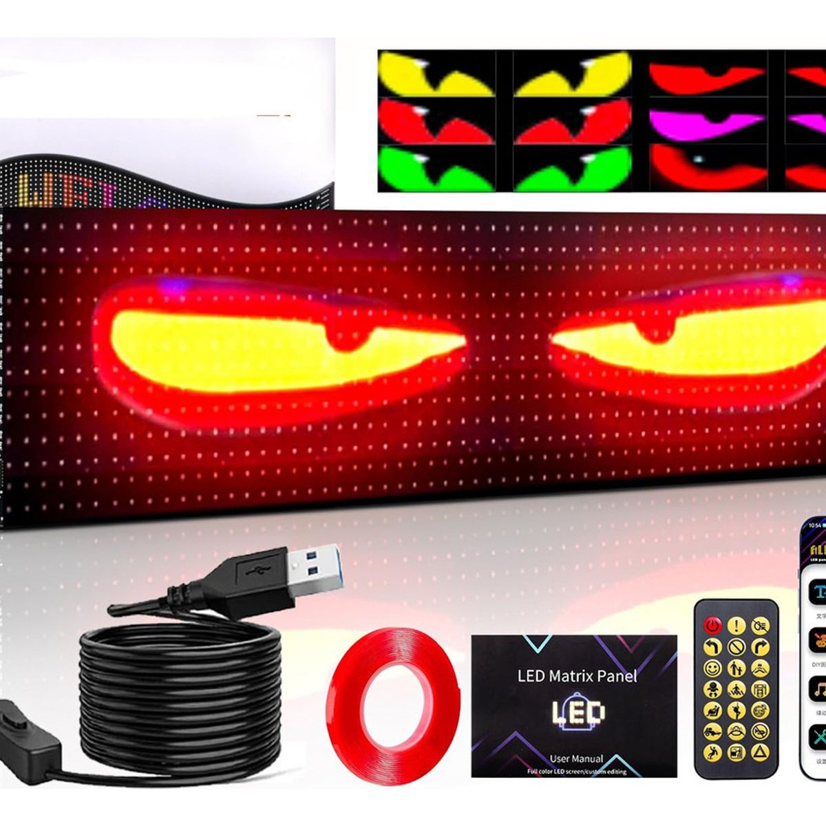 AUDOTO - Pantalla Led Rgb Ojo Del Diablo Para Cochescamiones 12x60cm