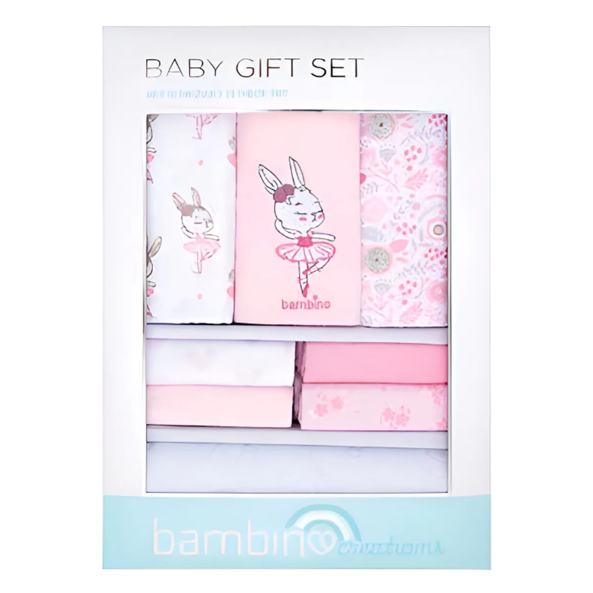 BAMBINO - Pack 12 Piezas Mantas Toallas Mudador Bebe Bambino  - Rosa