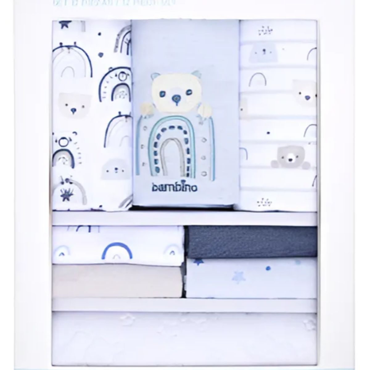 BAMBINO - Pack 12 Piezas Mantas Toallas Mudador Bebe Bambino - Azul