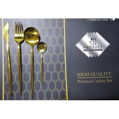 Imagen 2 del producto Juego de Cubiertos Acero Inoxidable 24 Piezas Color Oro