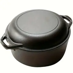 ANYHOGAR - Juego de sartén de hierro fundido para horno holandés con tapa