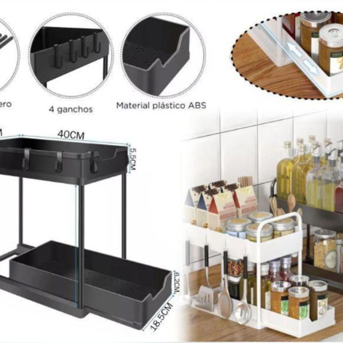 GENERICO - Estante De Almacenamiento De 2 Niveles Negro