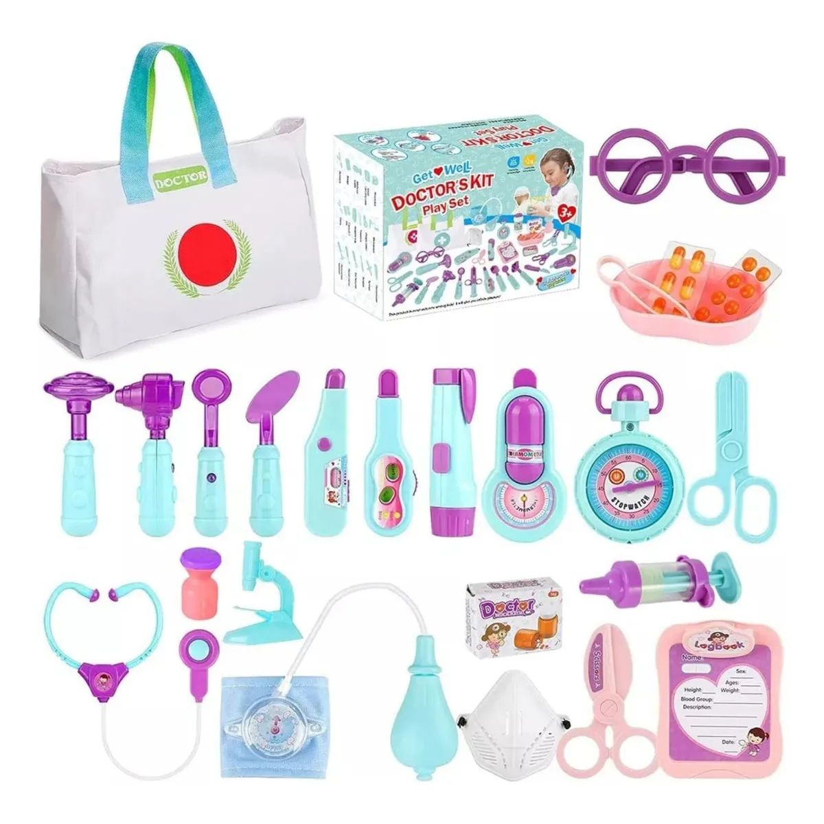 CRUSEC - Set Juguetes Doctor Médico Rol Infantil Niños Con Luz