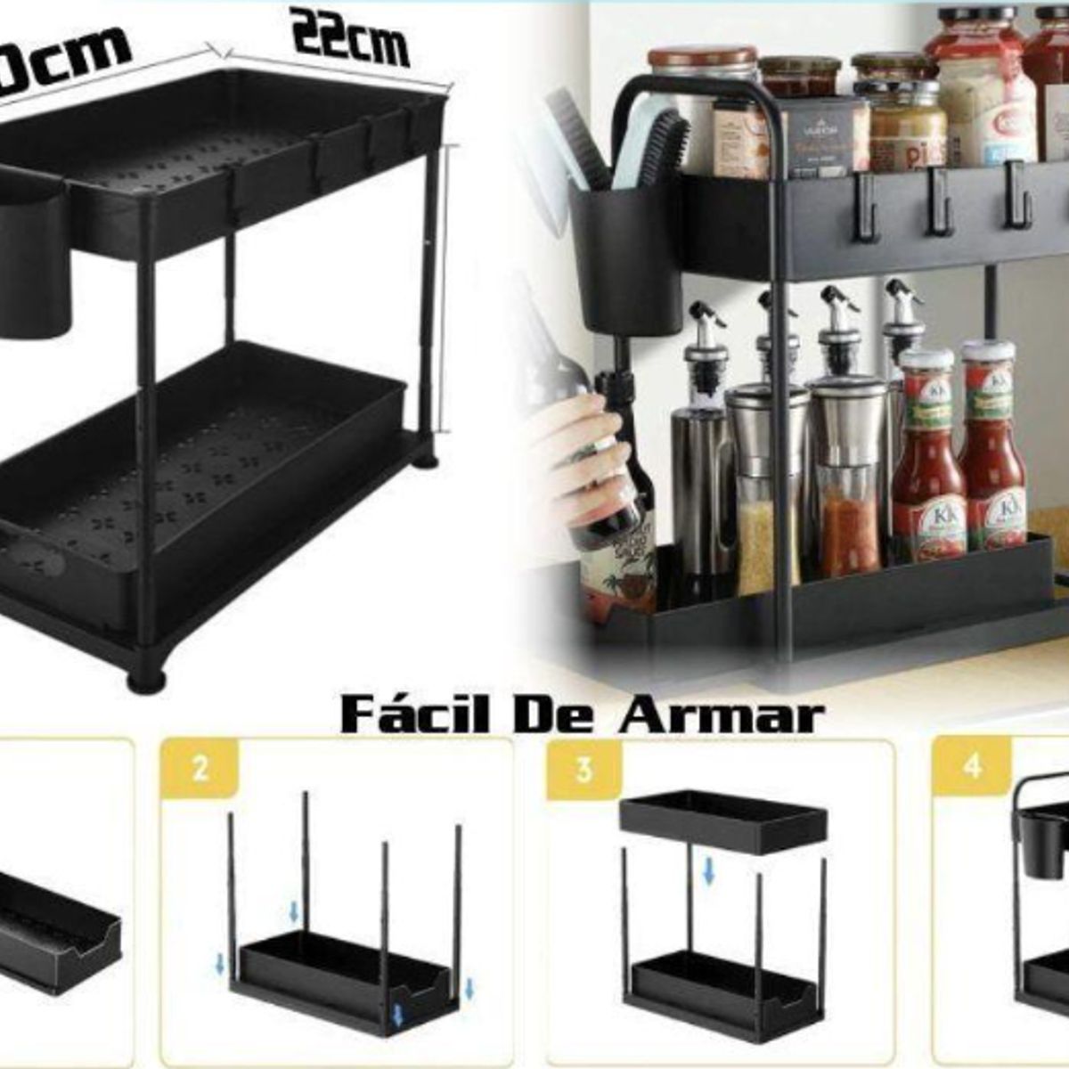 GENERICO - Organizador Multiuso Deslizante De 2 Niveles