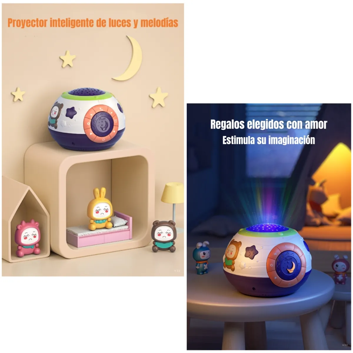 LUBABYCAS - Proyector Inteligente Lámpara Luz Melodía Espanta Cuco TM168