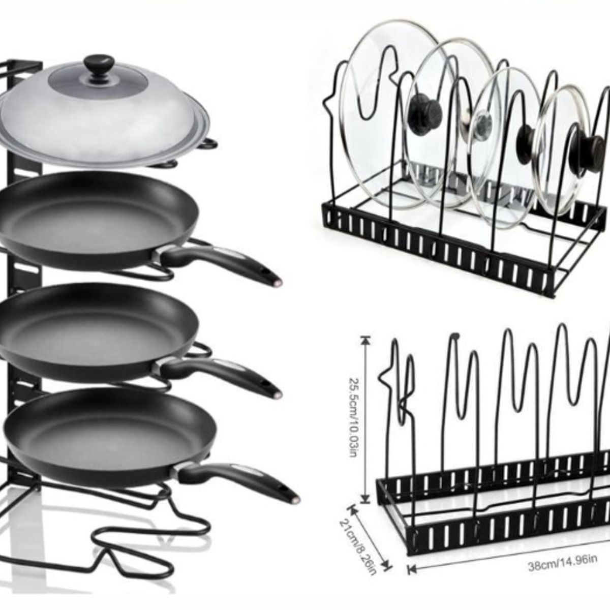 GENERICO - Organizador de Ollas y Sartenes Ajustable Negro