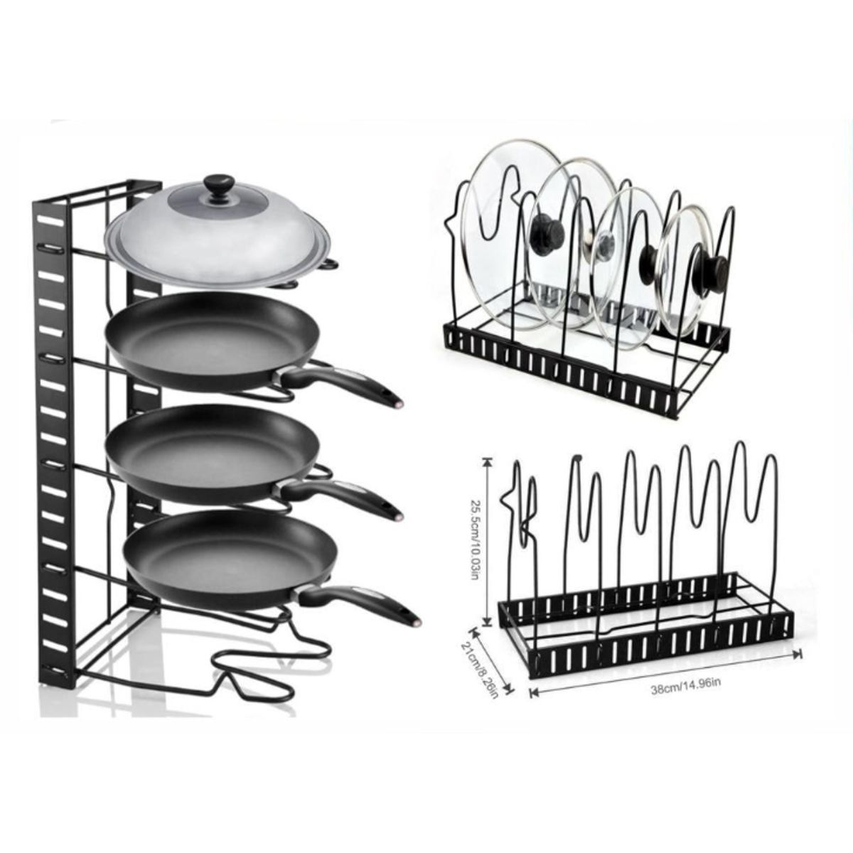 GENERICO - Organizador de Ollas y Sartenes Ajustable Negro