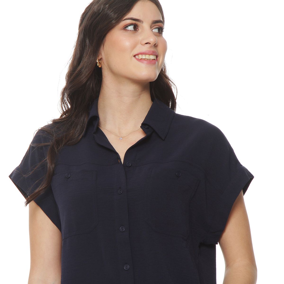 WADOS - BLUSA MANGA CORTA CON CUELLO ABOTONADAEN DELANTERO Y BOLSILLO