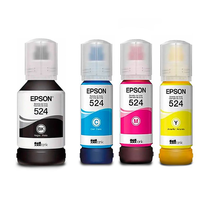 EPSON - Pack x4 Tintas Epson T524 Originales BkCMY L6490  L15150  L15160