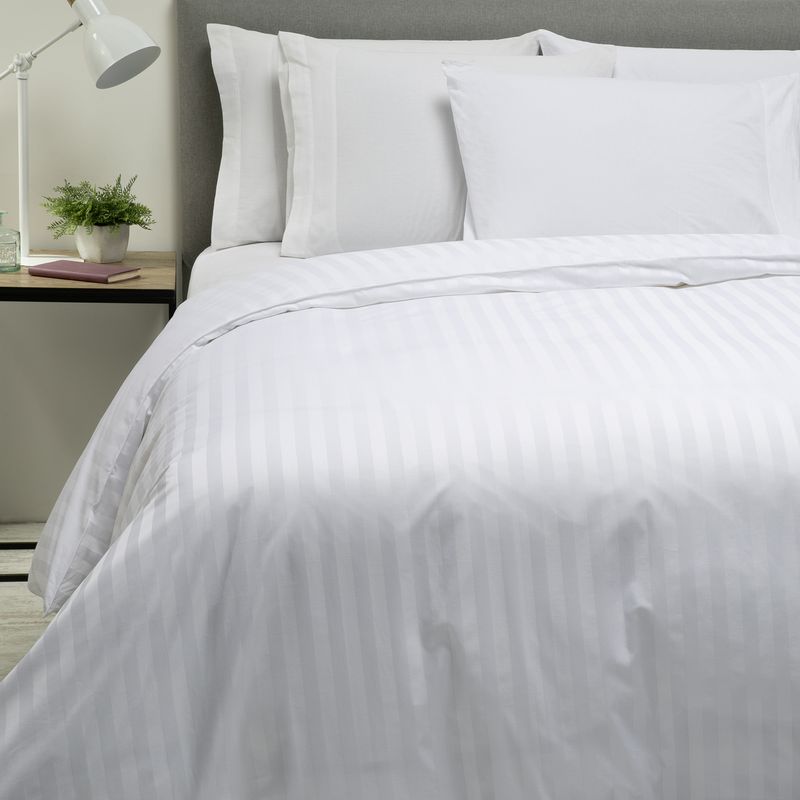 TEXTIL SUPER - FUNDA PLUMÓN BLANCO LISTADO CON ALETA 1,5 PLAZAS