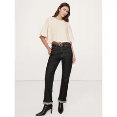 BANANA REPUBLIC - Polera Mujer Oversized Vintage Algodón Cropped Beige