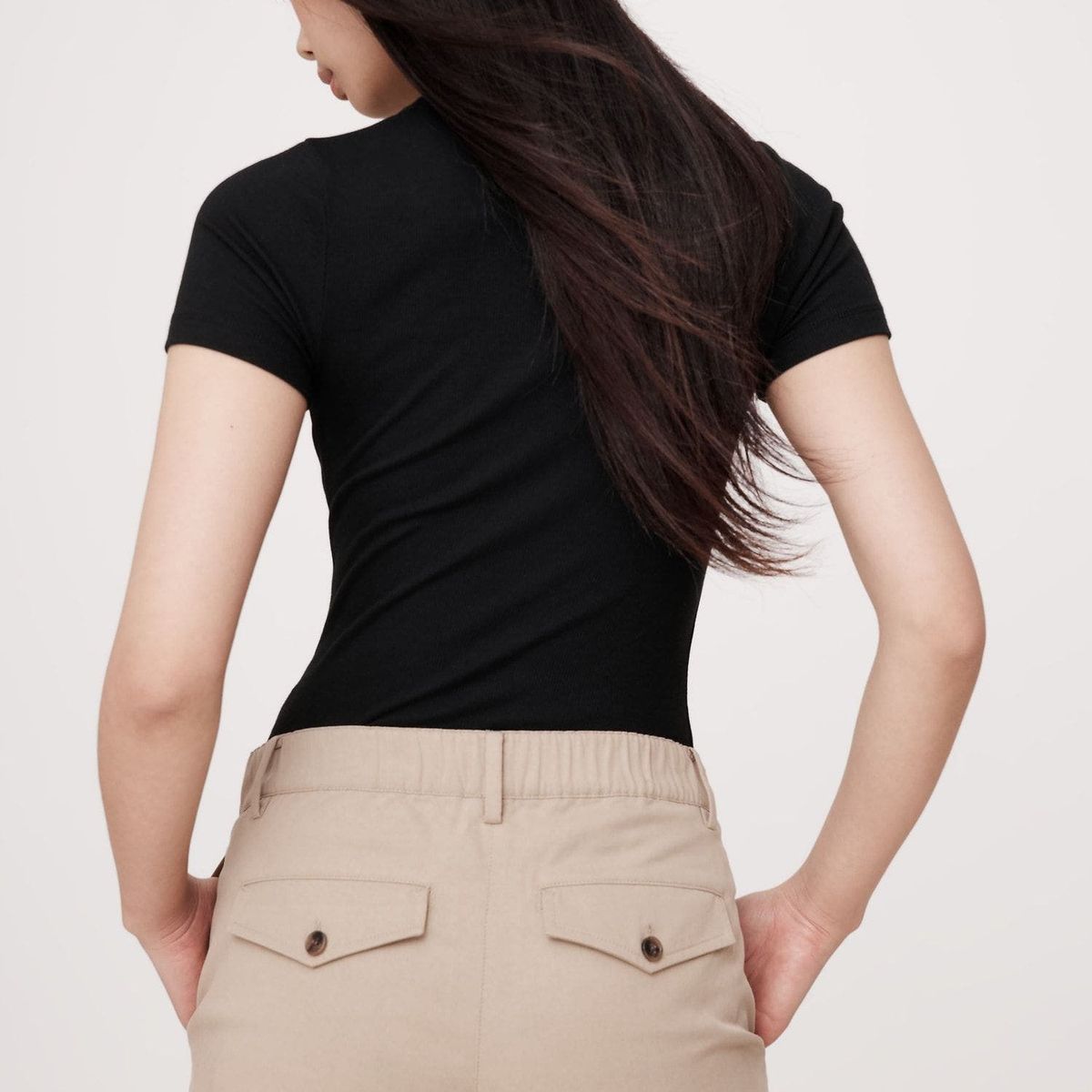 BANANA REPUBLIC - Polera Mujer Ribbed Baby Negro Banana Republic