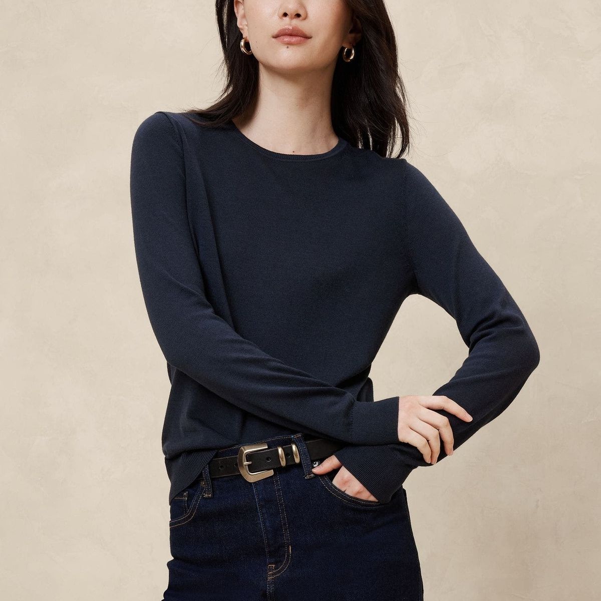 BANANA REPUBLIC - Sweater Mujer Forever Crew-Neck Gris Banana Republic