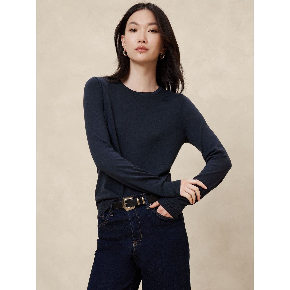 BANANA REPUBLIC - Sweater Mujer Forever Crew-Neck Gris Banana Republic