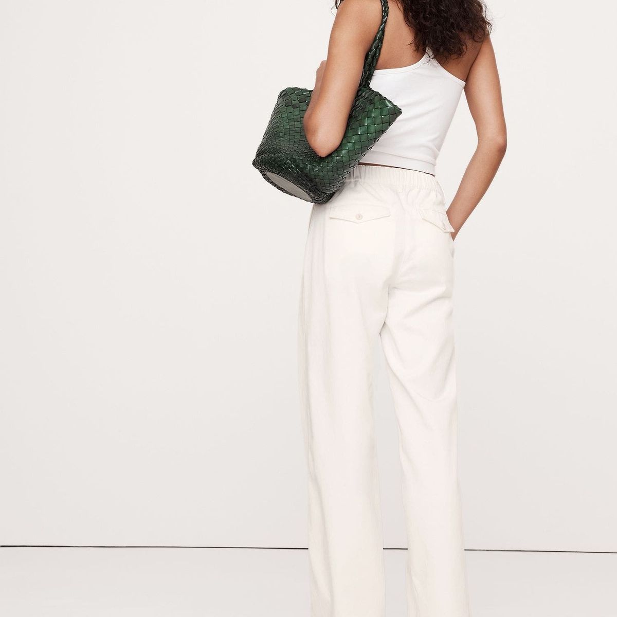 BANANA REPUBLIC - Pantalón Mujer The Everyday Wide-Leg Lino Blanco Banana Republic