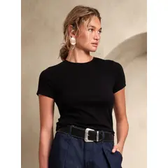 BANANA REPUBLIC - Polera Mujer Refined Tee Negro