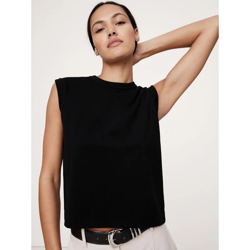 BANANA REPUBLIC - Polera Mujer Vintage Algodón Negro Banana Republic