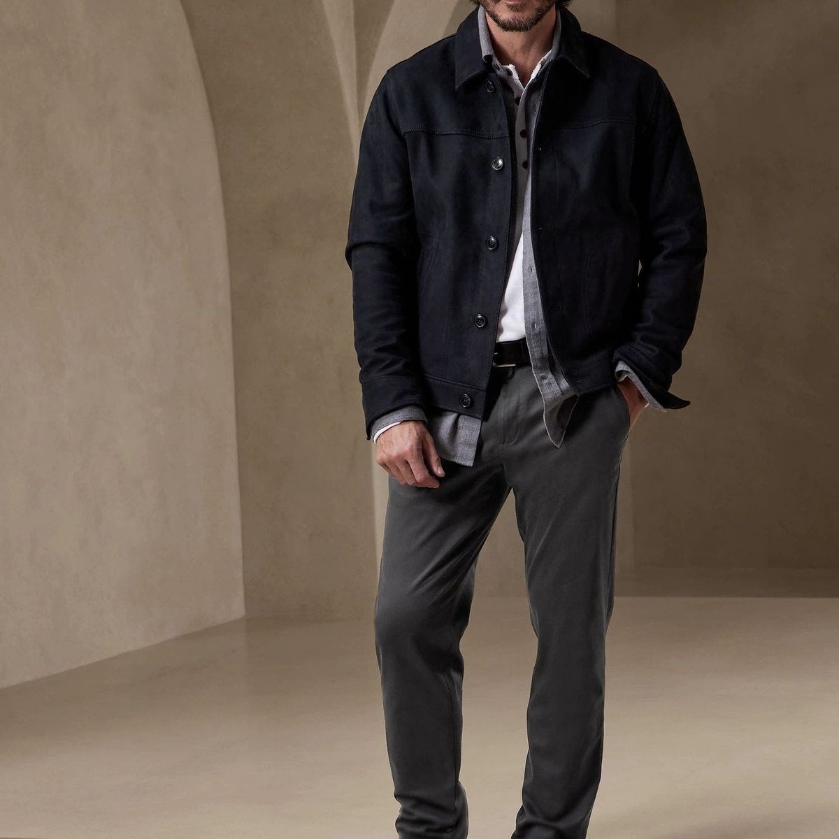 BANANA REPUBLIC - Pantalón Hombre Slim Rapid Movement Chino Negro Banana Republic