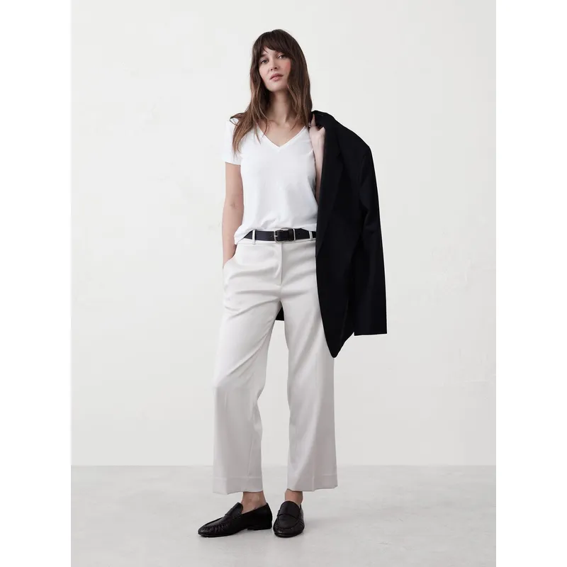 BANANA REPUBLIC - Polera Mujer Timeless V-Neck Blanco Banana Republic