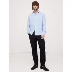 BANANA REPUBLIC - Camisa Hombre Straight Casual Lino Castello Gris