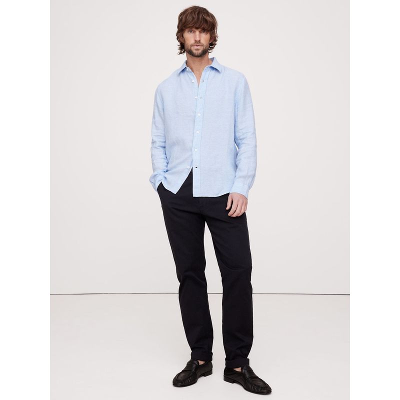 BANANA REPUBLIC - Camisa Hombre Straight Casual Lino Castello Gris Banana Republic
