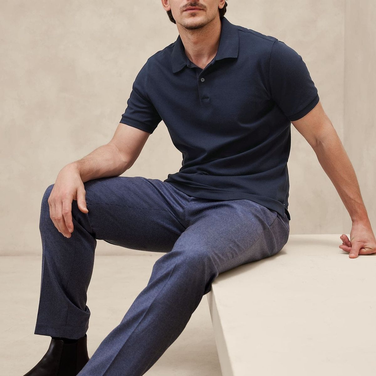 BANANA REPUBLIC - Polera Hombre Banana Republic Luxury Touch Azul