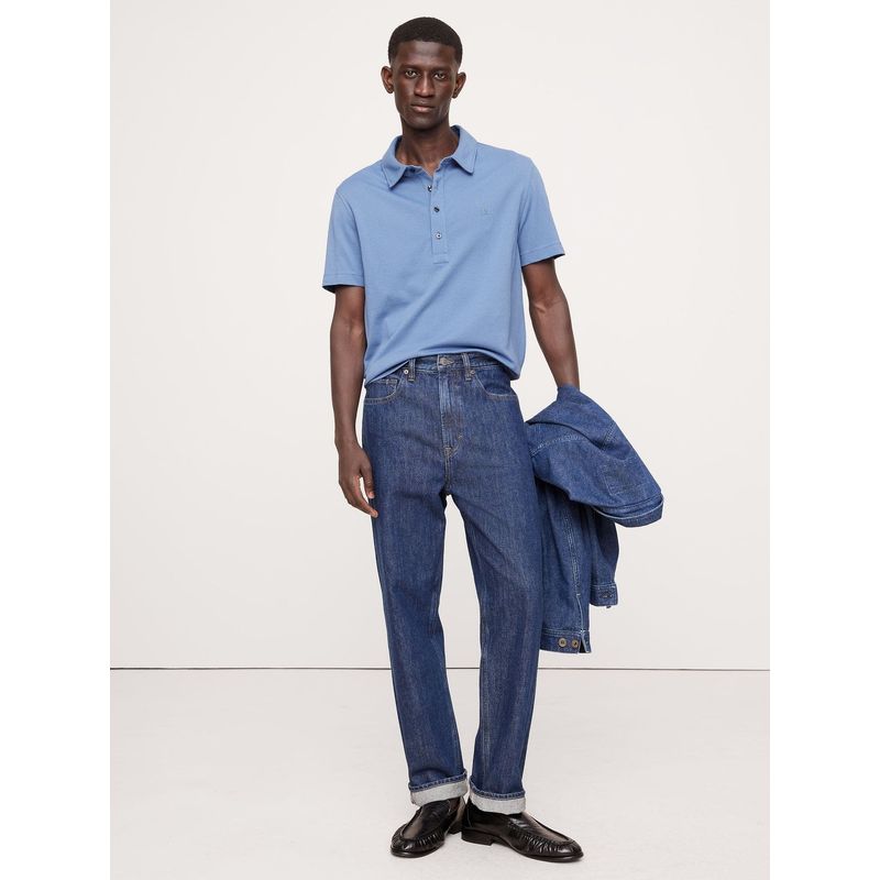BANANA REPUBLIC - Polera Hombre Luxury-Touch Pique Polera Celeste Banana Republic