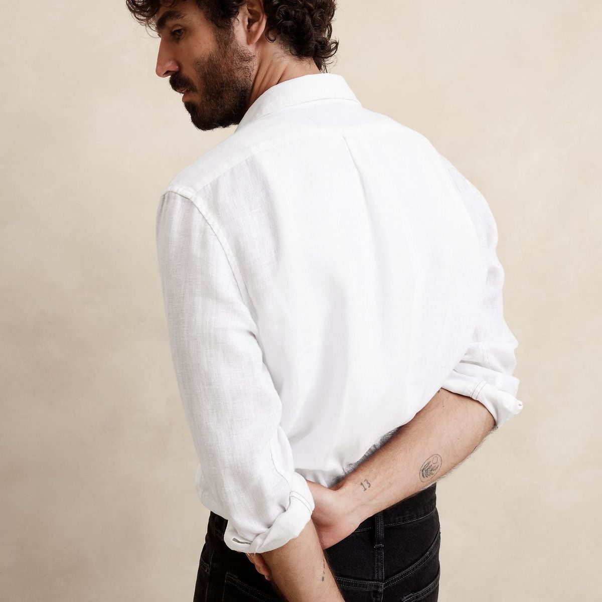 BANANA REPUBLIC - Camisa Hombre St Casual Linen Castello Blanco Banana Republic