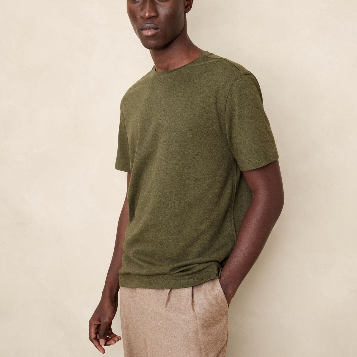 BANANA REPUBLIC - Polera Hombre Lux Touch Crew Verde Banana Republic